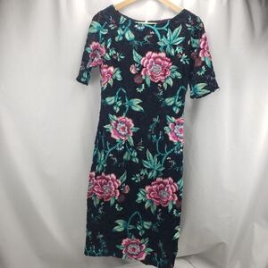 Eliza J Lace Sheath Dress Black Floral Size 4